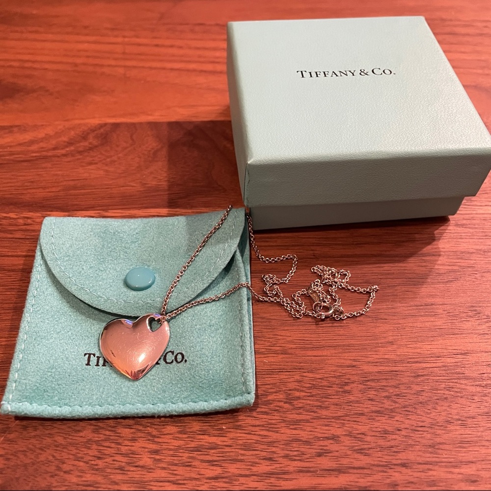 Tiffany & Co Flat Heart Necklace Sterling Silver